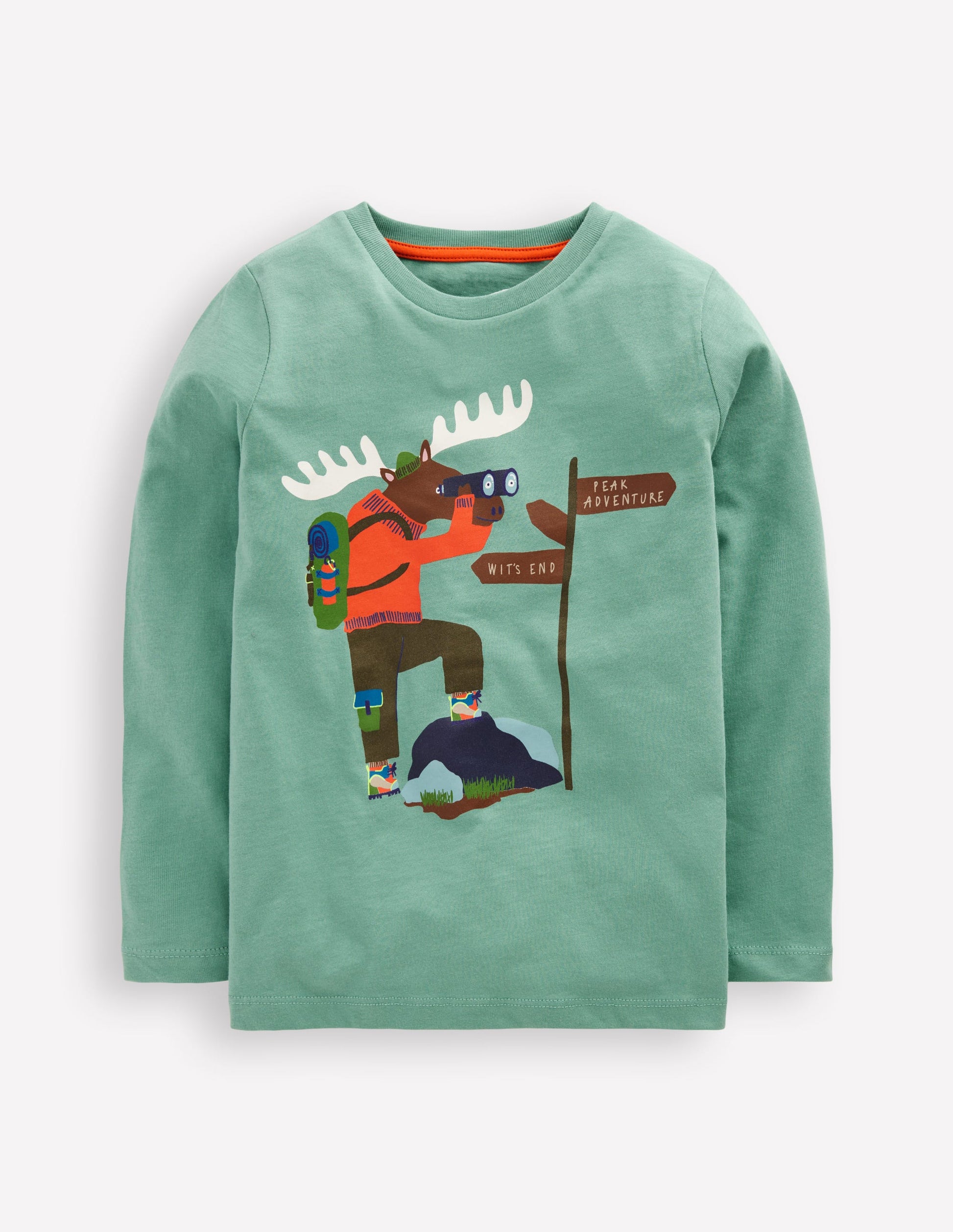 Langarmshirt mit Druck-Ölblau Elch Entdecker-1