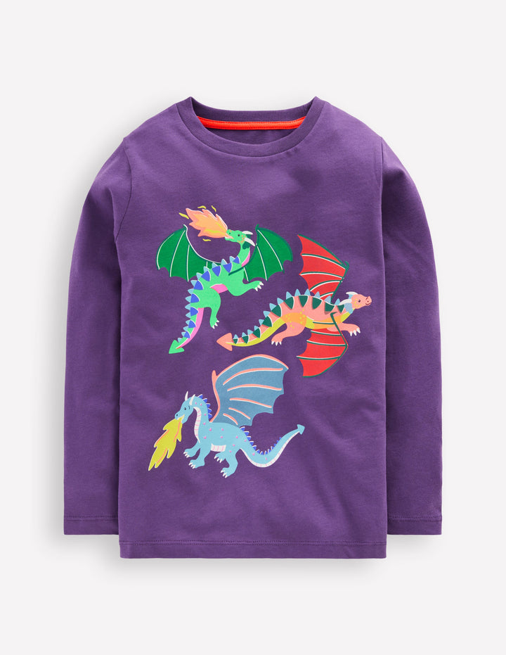 Riso Langarmshirt-Mystisches Lila Drachen