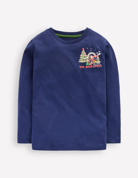 T-Shirt mit Druck auf Vorder- und Rückseite-Dämmerungsblau Nordpol