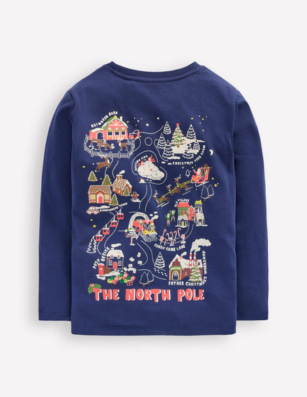 T-Shirt mit Druck auf Vorder- und Rückseite-Dämmerungsblau Nordpol