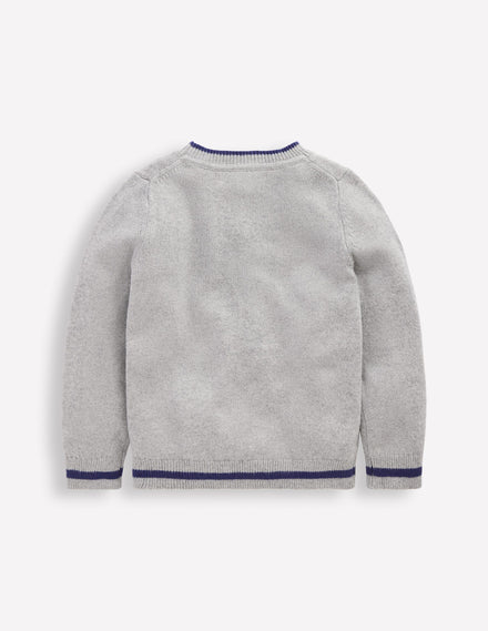 Origineller Pullover mit Logo-Grau Meliert Autos
