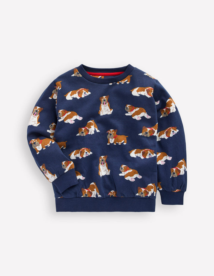 Bedrucktes Sweatshirt für den Alltag-Blau Bulldoggen