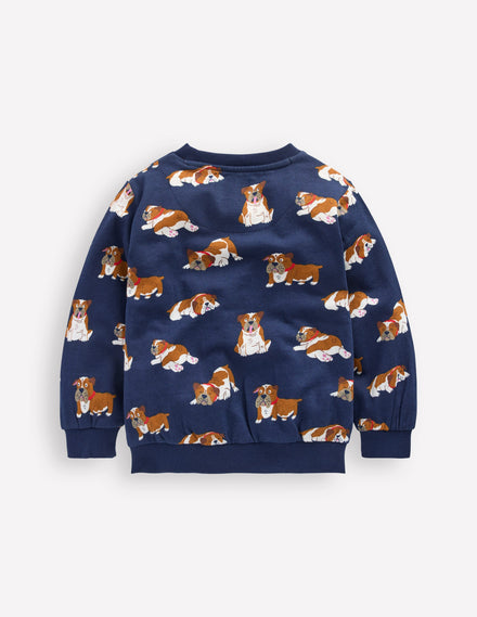 Bedrucktes Sweatshirt für den Alltag-Blau Bulldoggen