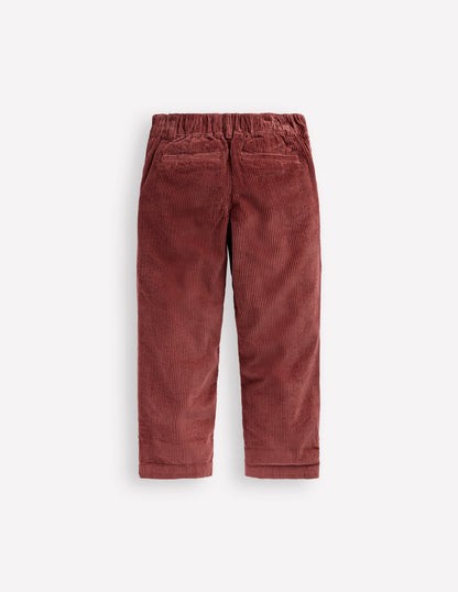 Pantalon plissé sur le devant-Velours côtelé châtaigne-2