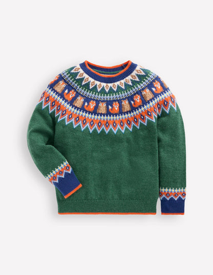 Pull motif jacquard-Bois vert joyau-5