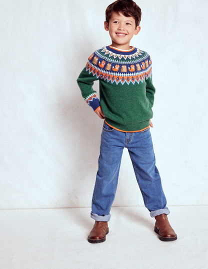 Pull motif jacquard-Bois vert joyau-4
