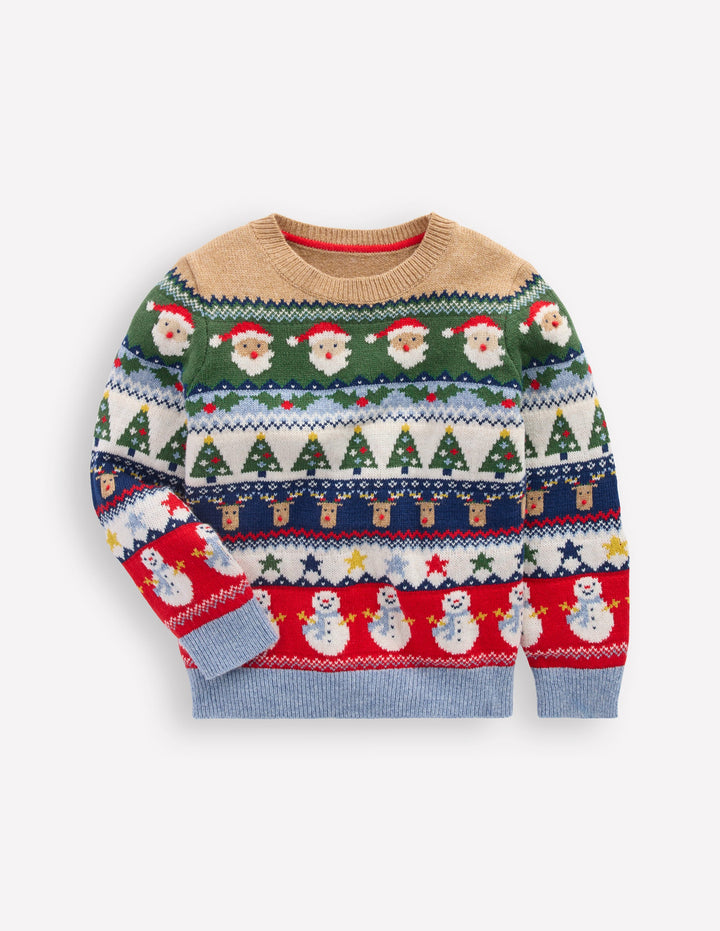 Fair-Isle-Pullover-Bunt Weihnachtliches Fair-Isle-Muster