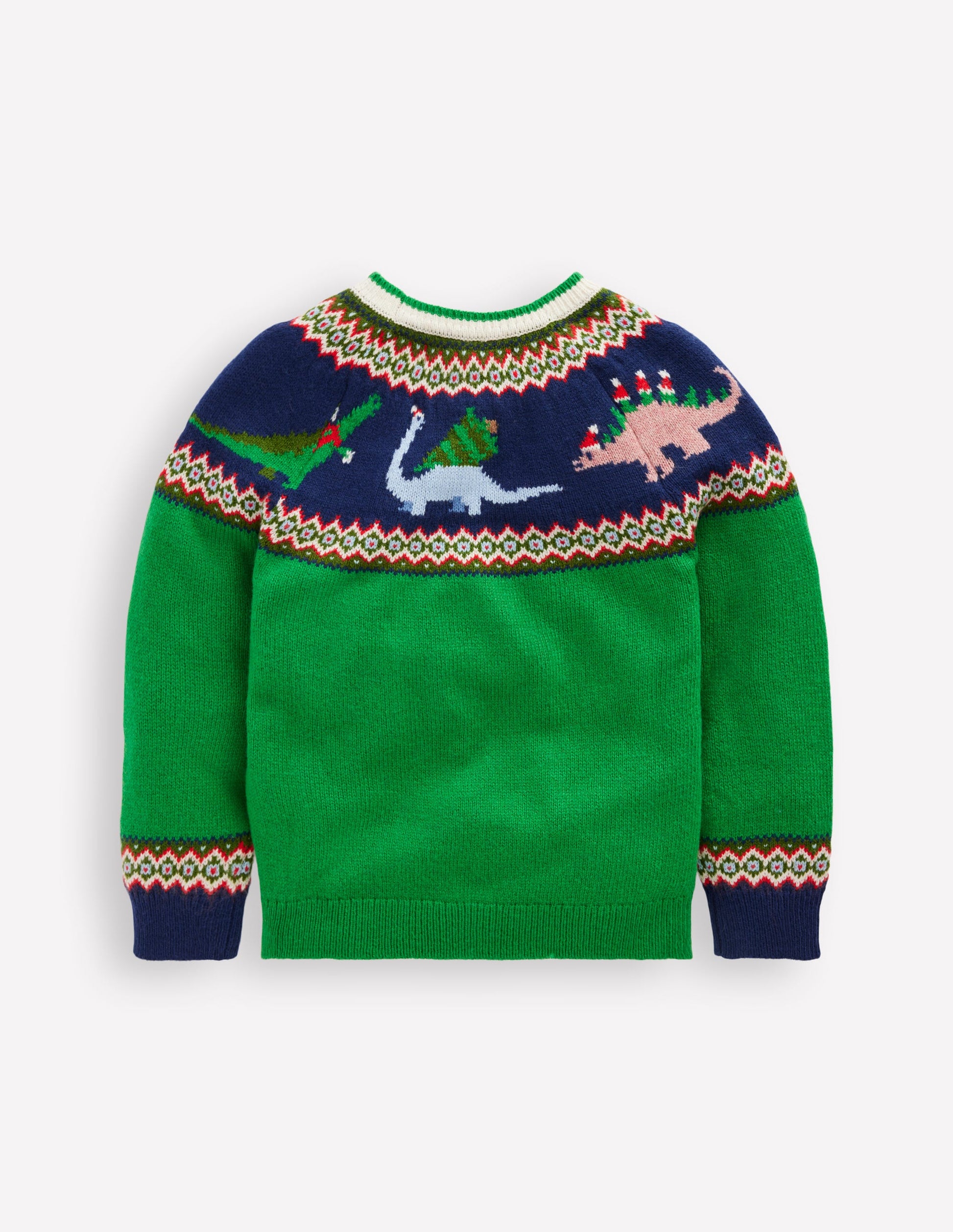 Pull motif jacquard-Dinosaure vert printemps-2