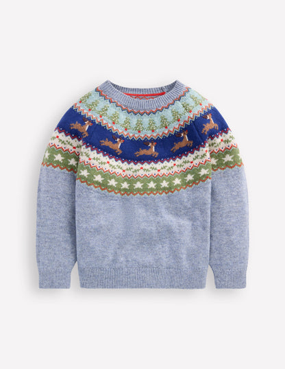 Pull motif jacquard-Renne bleu glacier-3