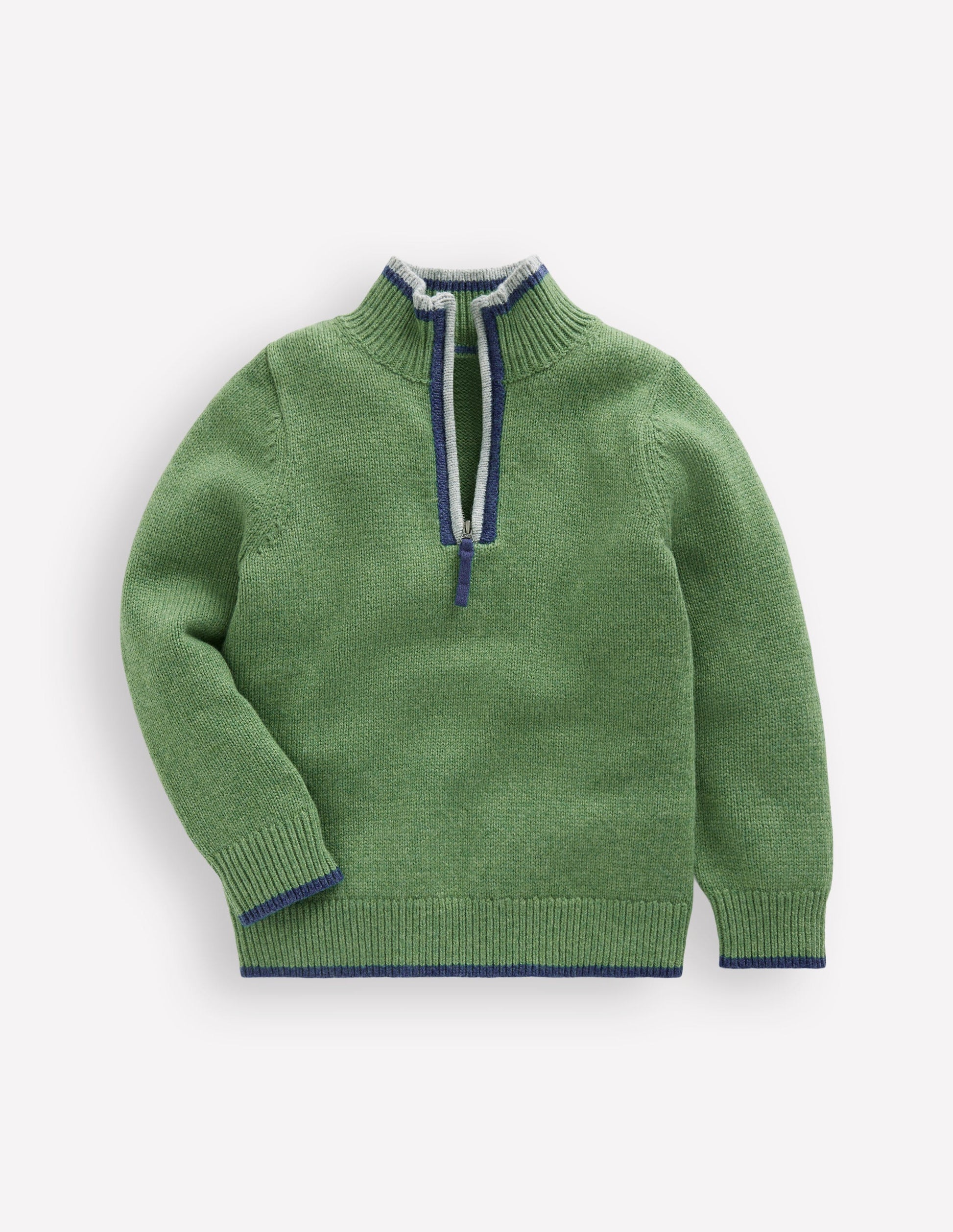 Pull partiellement zippé traditionnel-Vert étang profond-4