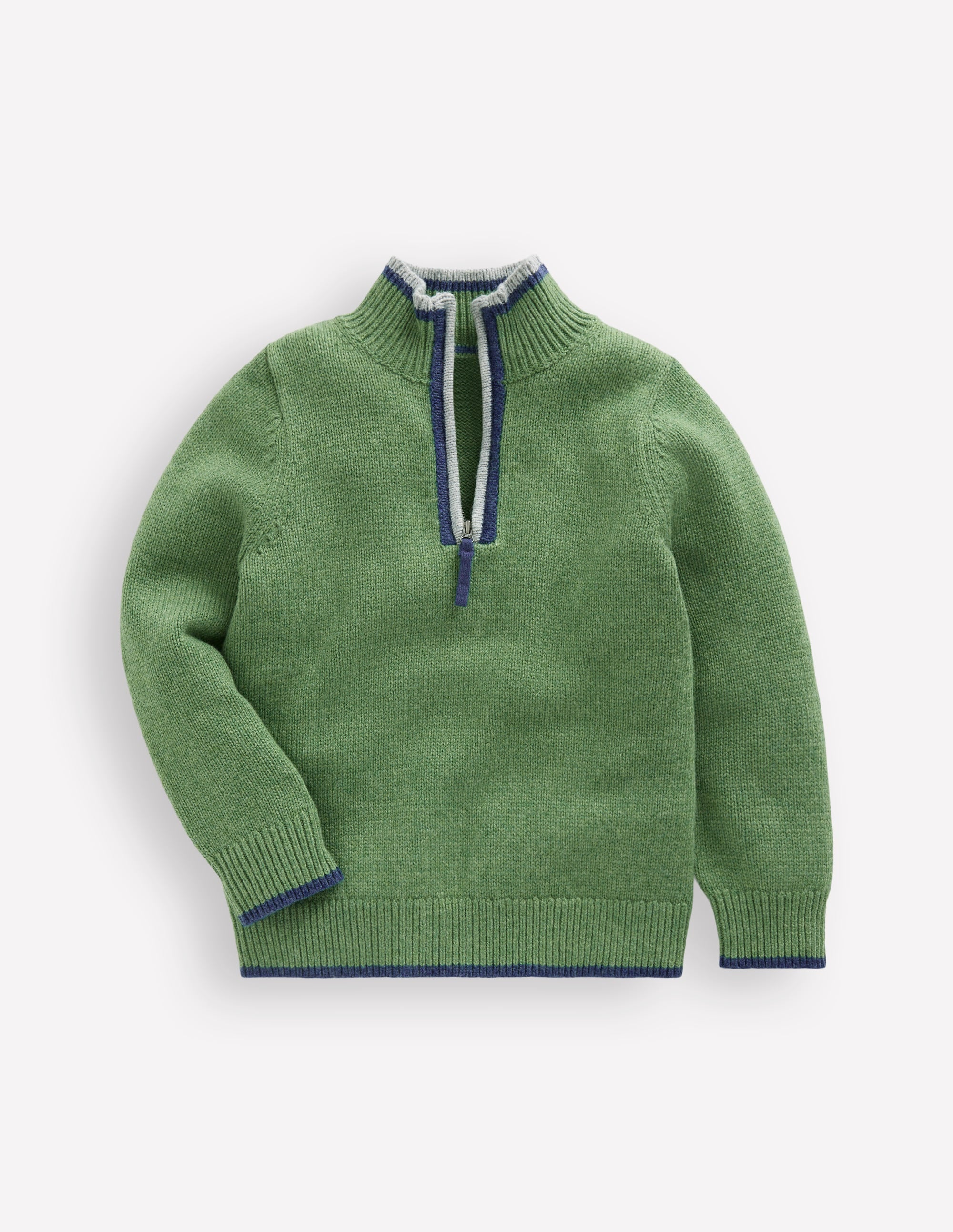 Pull partiellement zippé traditionnel-Vert étang profond - Image 4