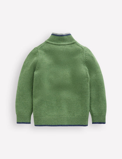 Pull partiellement zippé traditionnel-Vert étang profond-5