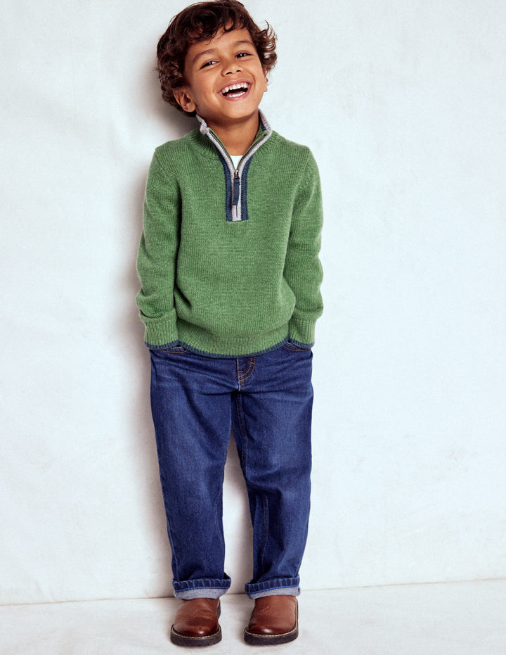 Heritage Half-Zip Jumper-Safari Green