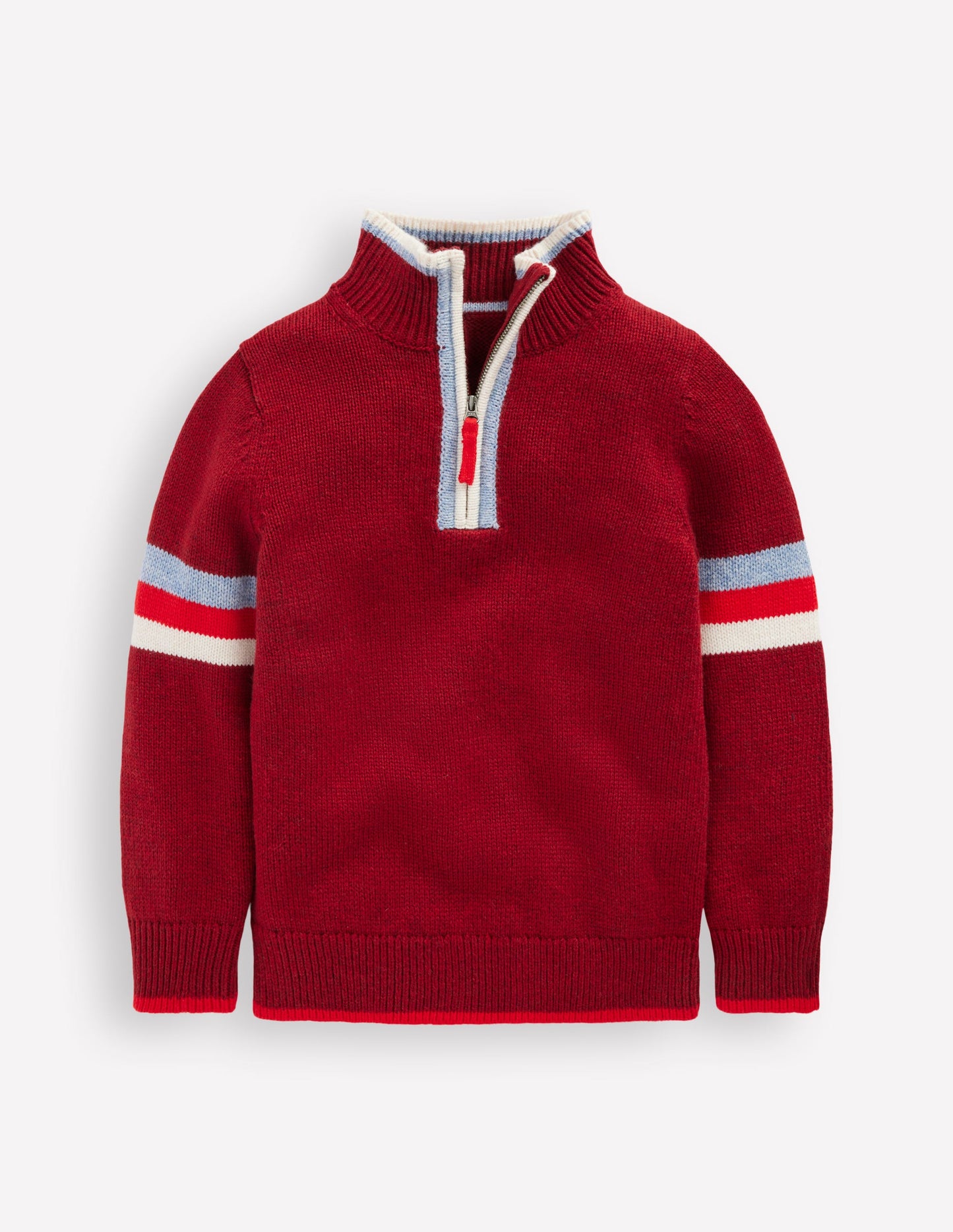 Klassischer Pullover mit halblangem Reißverschluss-Rumba-Rot