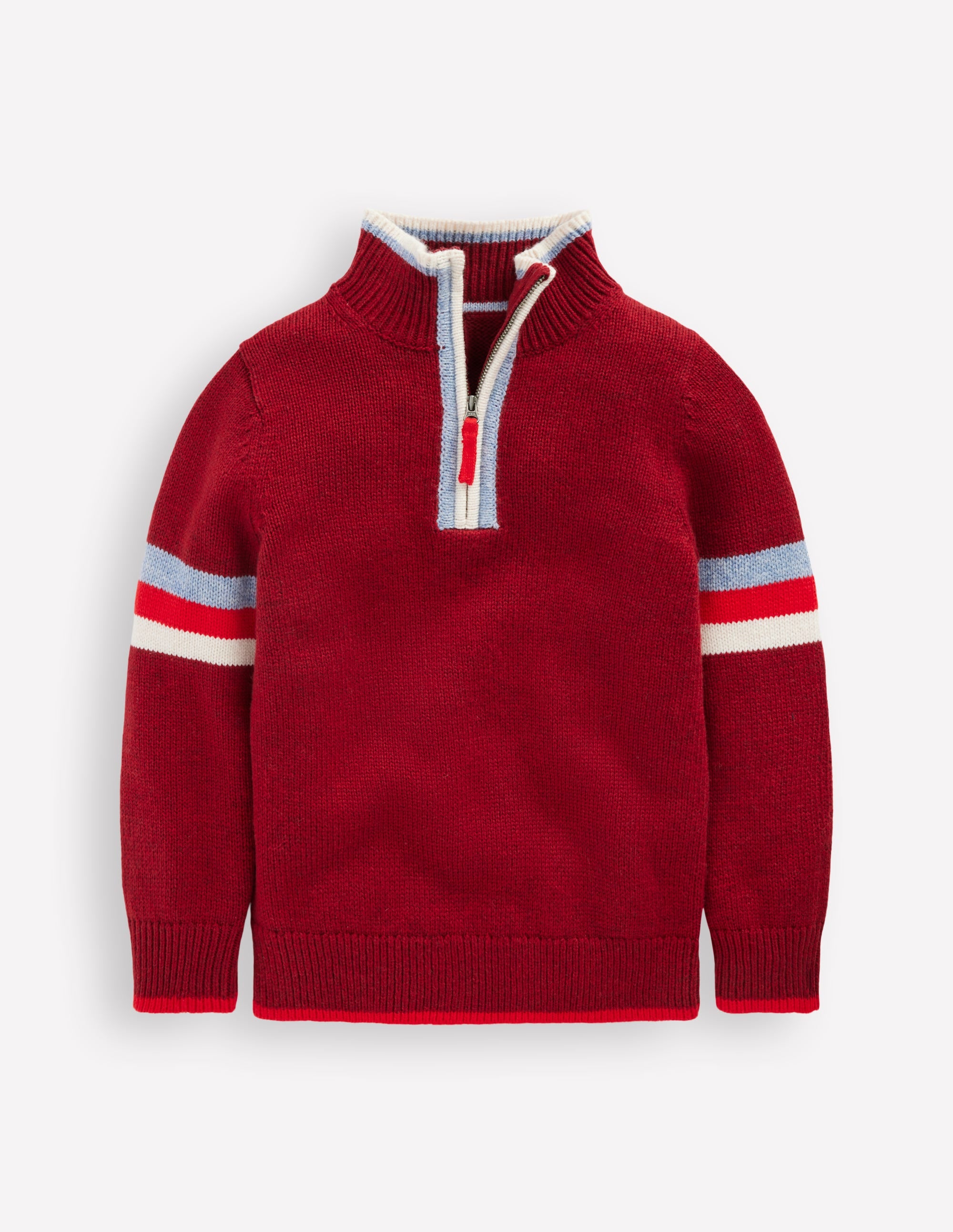 Klassischer Pullover mit halblangem Reißverschluss-Rumba-Rot - Image 2