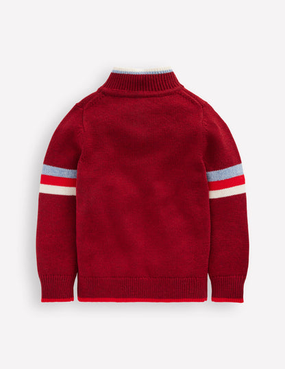 Klassischer Pullover mit halblangem Reißverschluss-Rumba-Rot-4