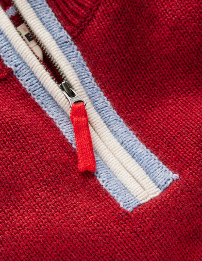 Klassischer Pullover mit halblangem Reißverschluss-Rumba-Rot-5