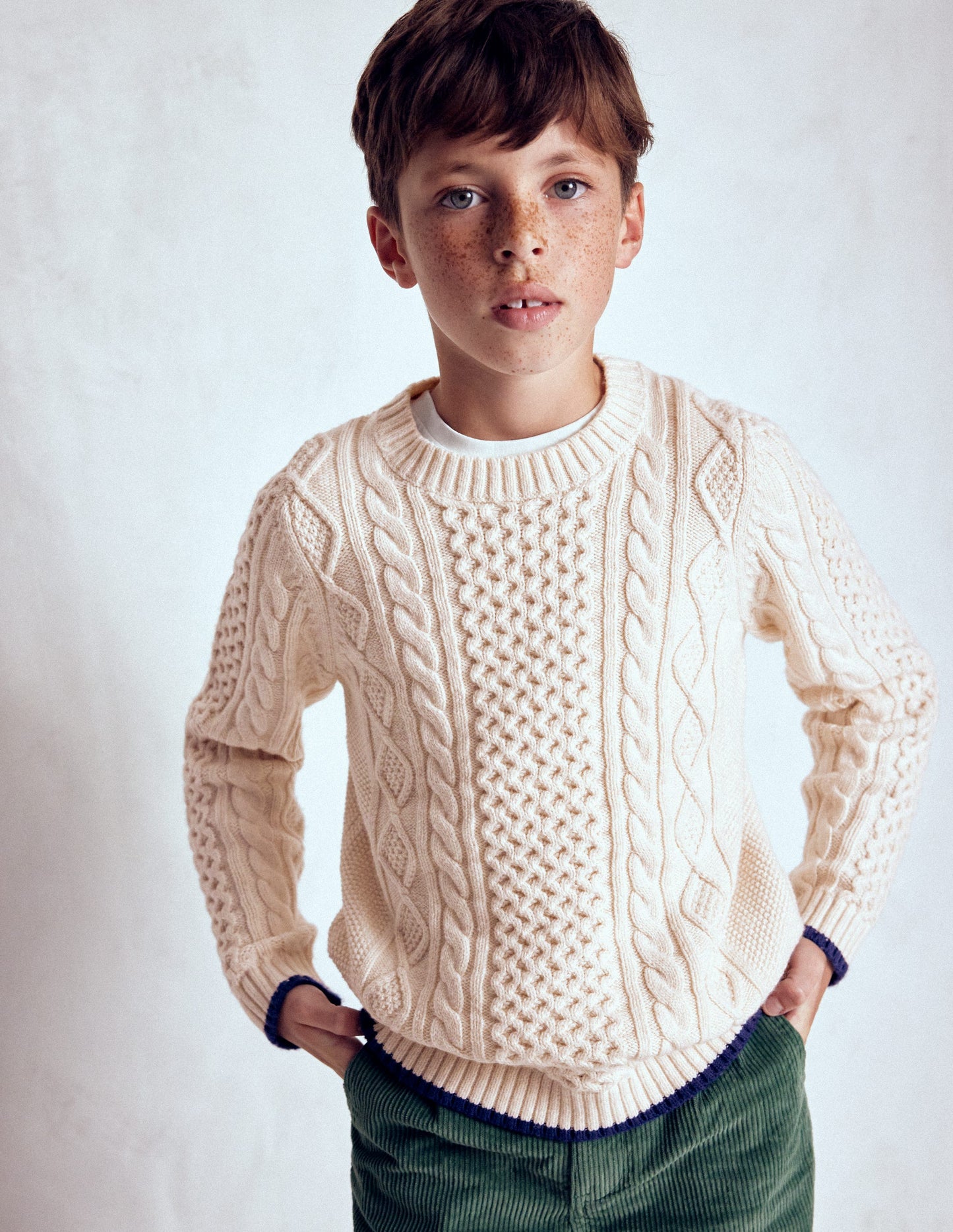 Heritage Cable Jumper-Ecru Marl