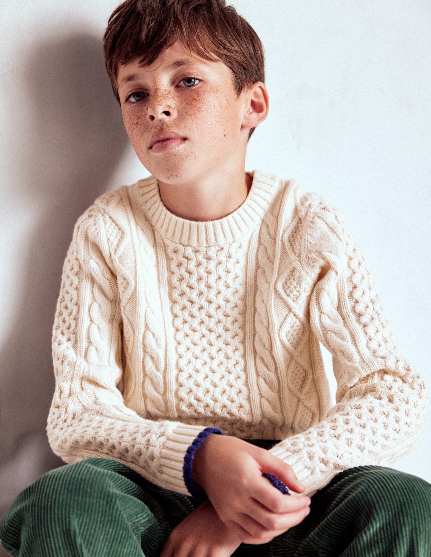 Heritage Cable Jumper-Ecru Marl