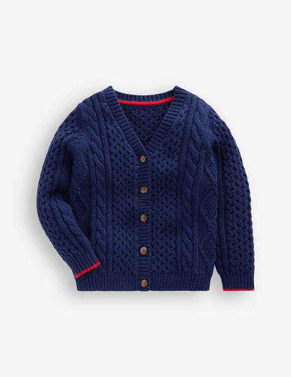 Klassische Strickjacke mit Zopfmuster-Schuluniform-Marineblau-4