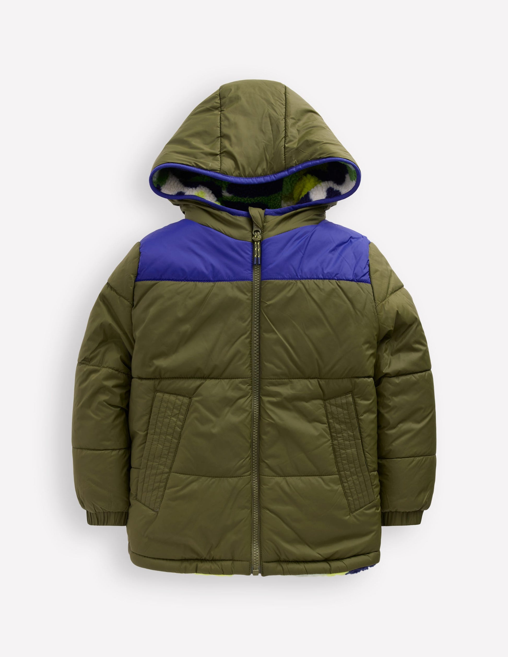 Veste réversible en borg cosy-Camouflage vert-1