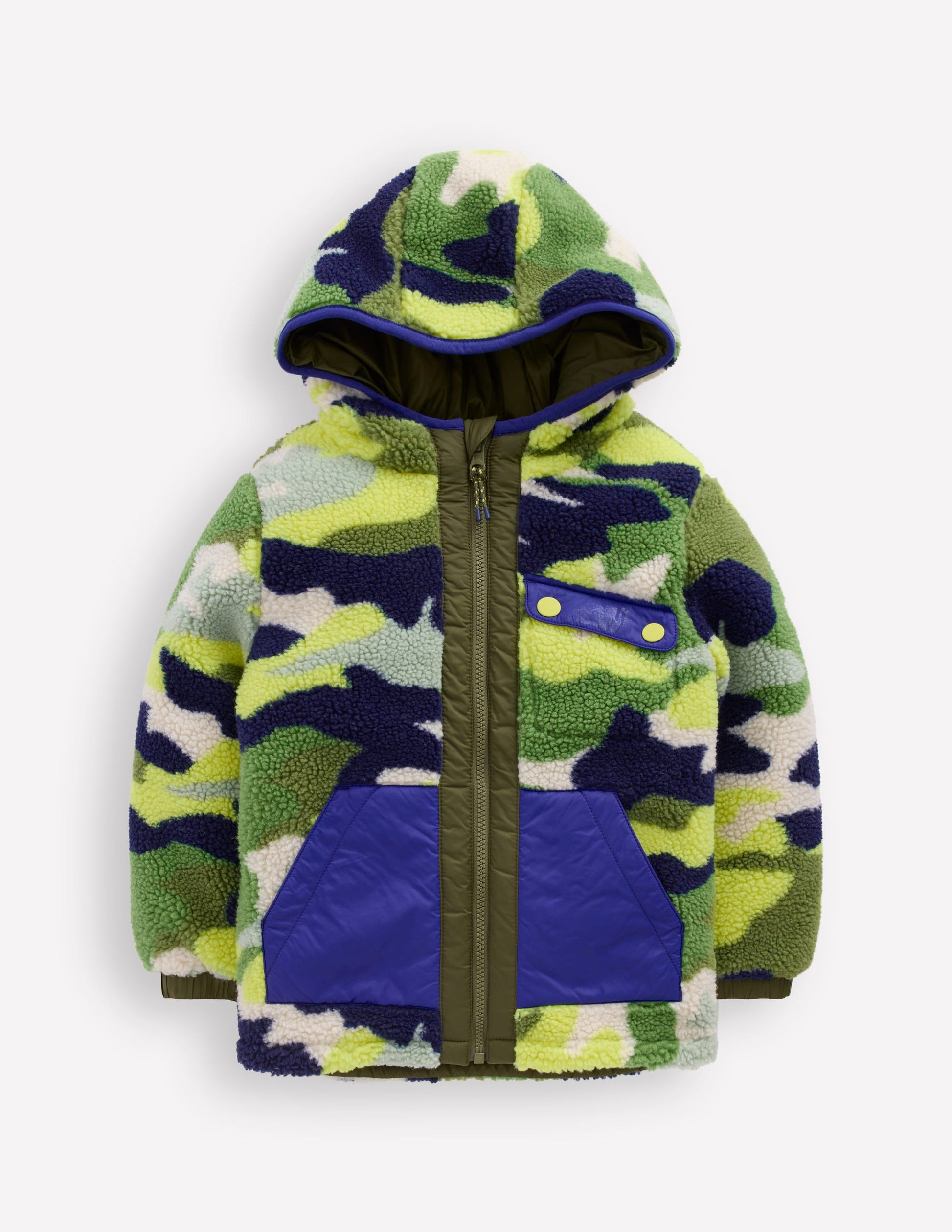 Veste réversible en borg cosy-Camouflage vert-4