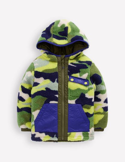 Veste réversible en borg cosy-Camouflage vert-4