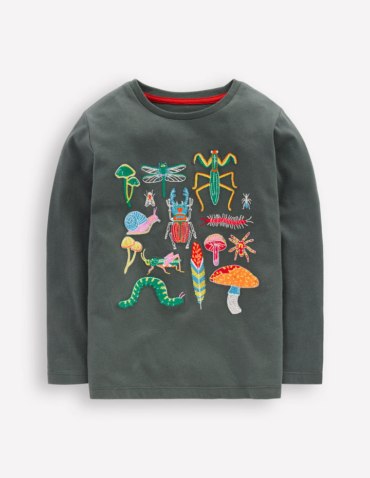 Im Dunkeln leuchtendes T-Shirt mit Superstitch-Rauchgrau Insekten