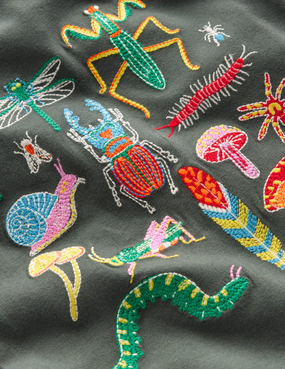 Im Dunkeln leuchtendes T-Shirt mit Superstitch-Rauchgrau Insekten-3