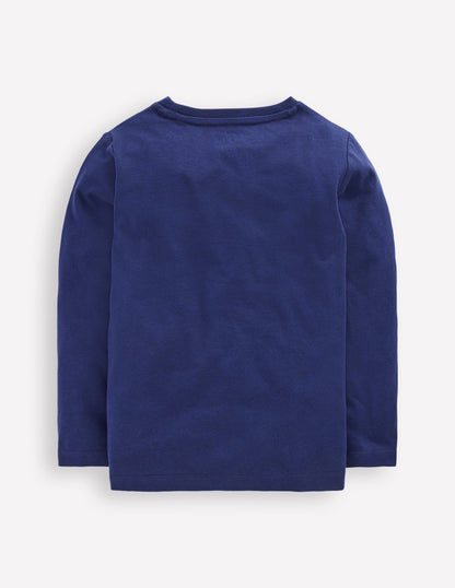 Im Dunkeln leuchtendes T-Shirt mit Superstitch-Mittelalterliches Blau Planeten-2
