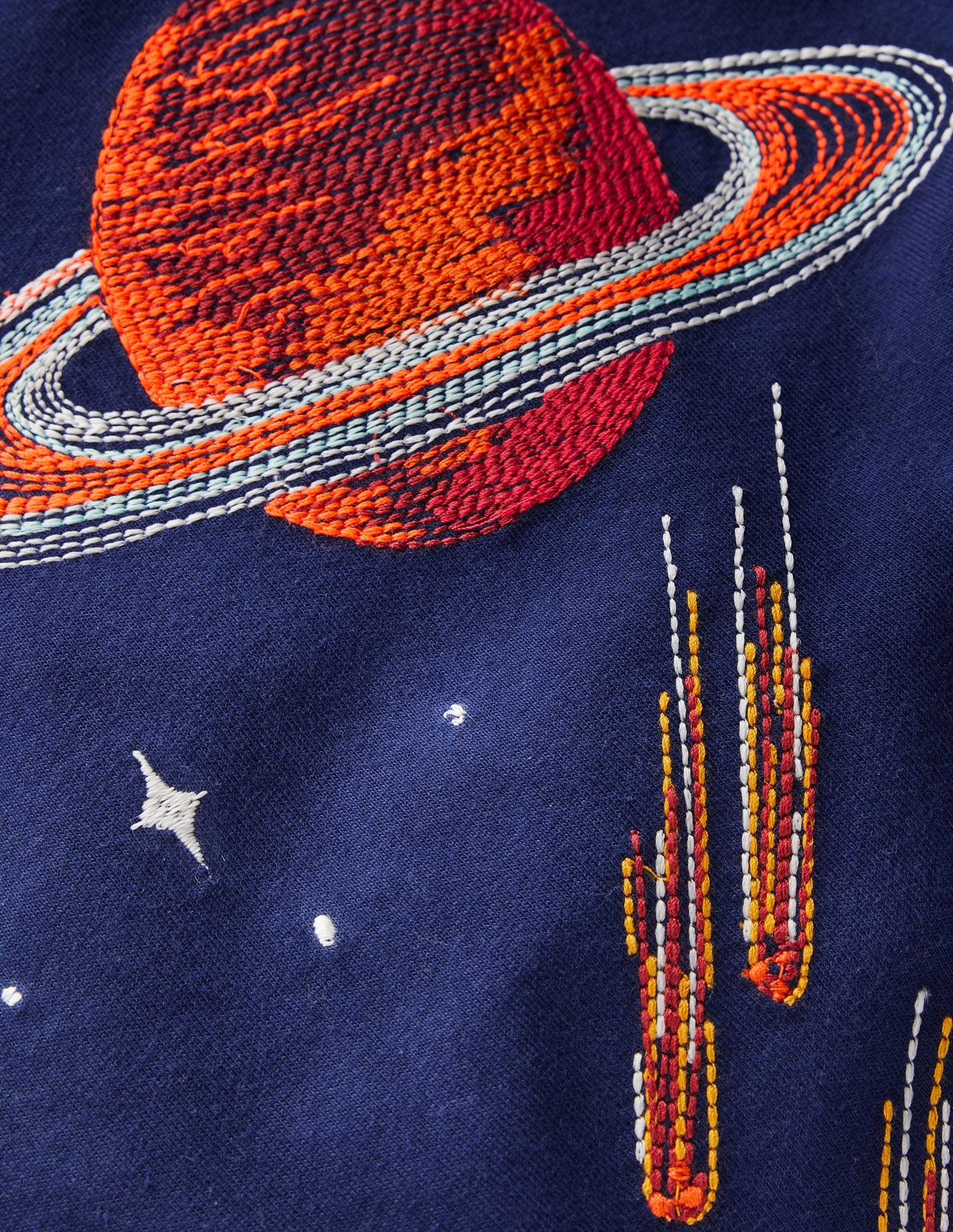 Im Dunkeln leuchtendes T-Shirt mit Superstitch-Mittelalterliches Blau Planeten