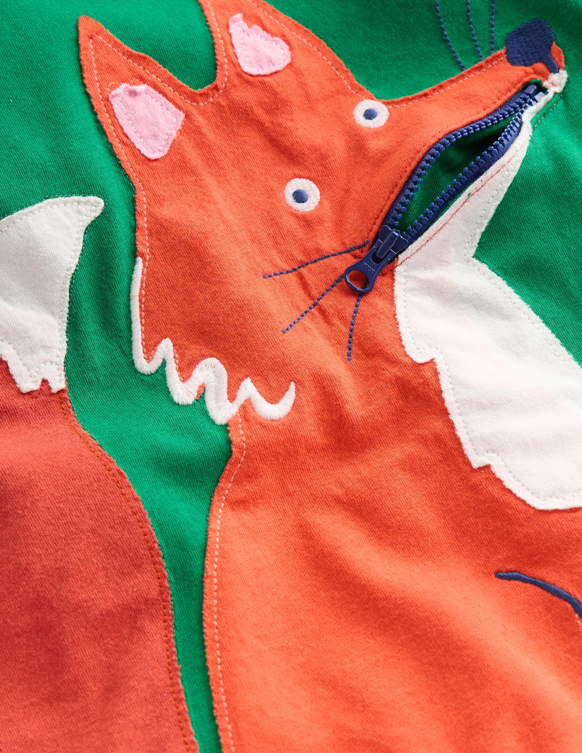 T-shirt à appliqué zippé-Renard vert ombragé - Image 3