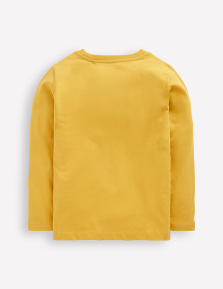 Im Dunkeln leuchtendes Langarmshirt-Kanariengelb Eulen