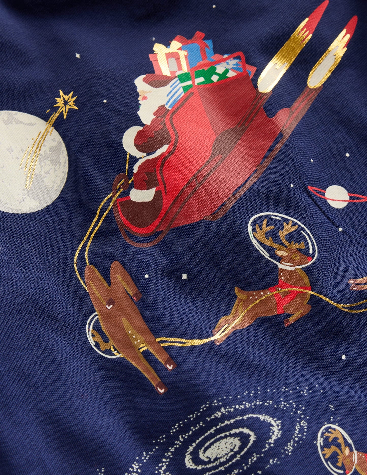 Im Dunkeln leuchtendes Langarmshirt-Weltall Weihnachtsmann