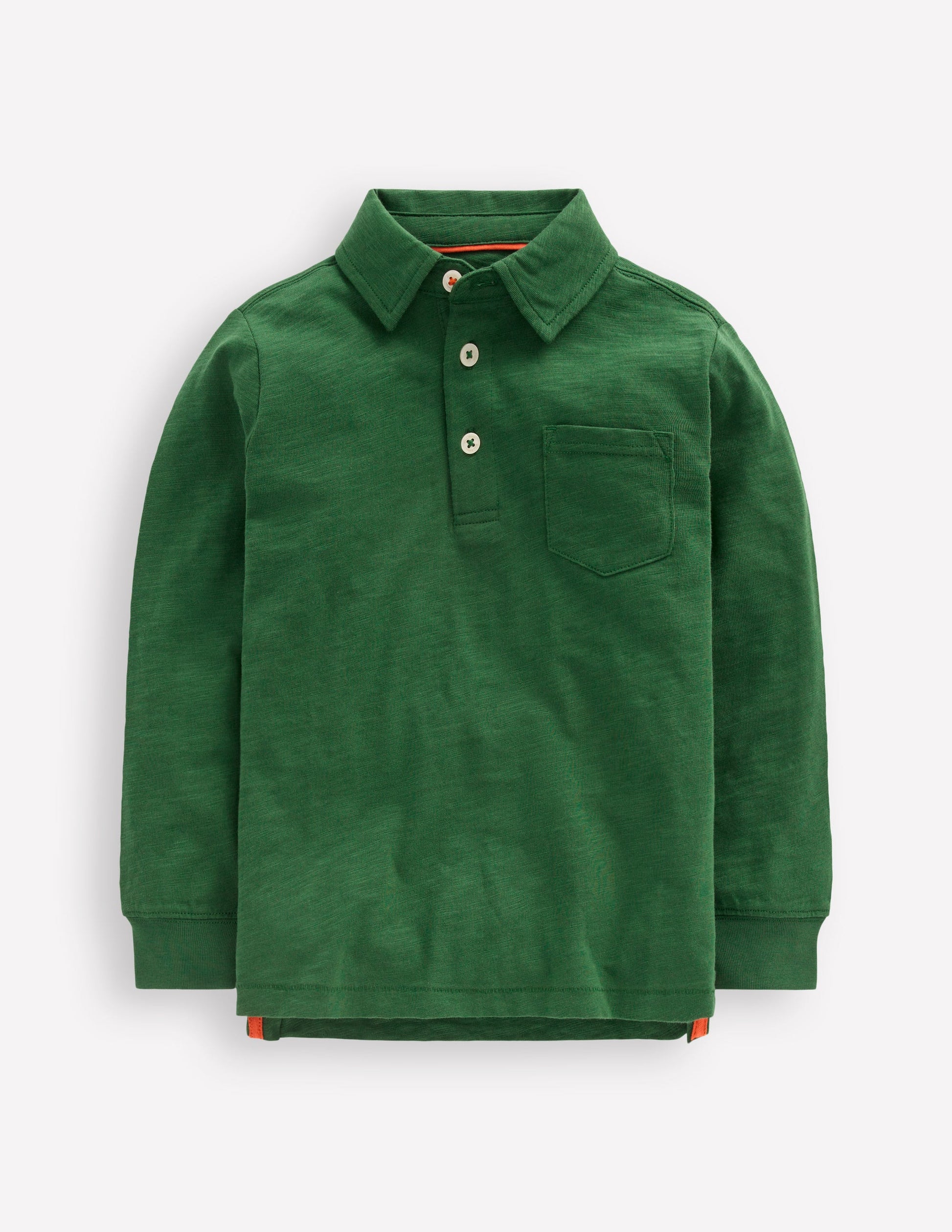Langärmliges Poloshirt aus Flammgarn-Kieferngrün-1
