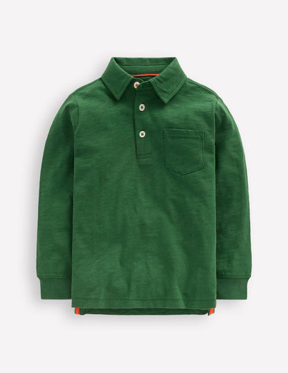 Langärmliges Poloshirt aus Flammgarn-Kieferngrün-1