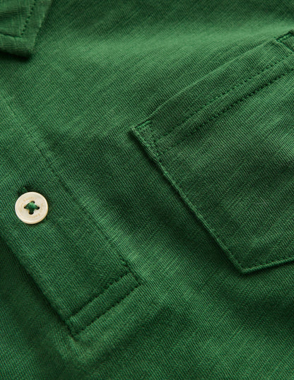 Langärmliges Poloshirt aus Flammgarn-Kieferngrün-3