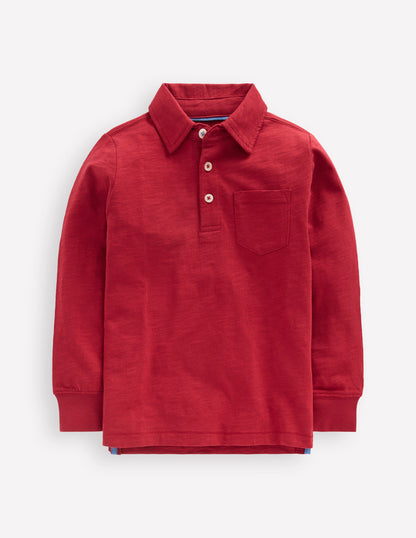 Langärmliges Poloshirt aus Flammgarn-Rot Lakritz-3