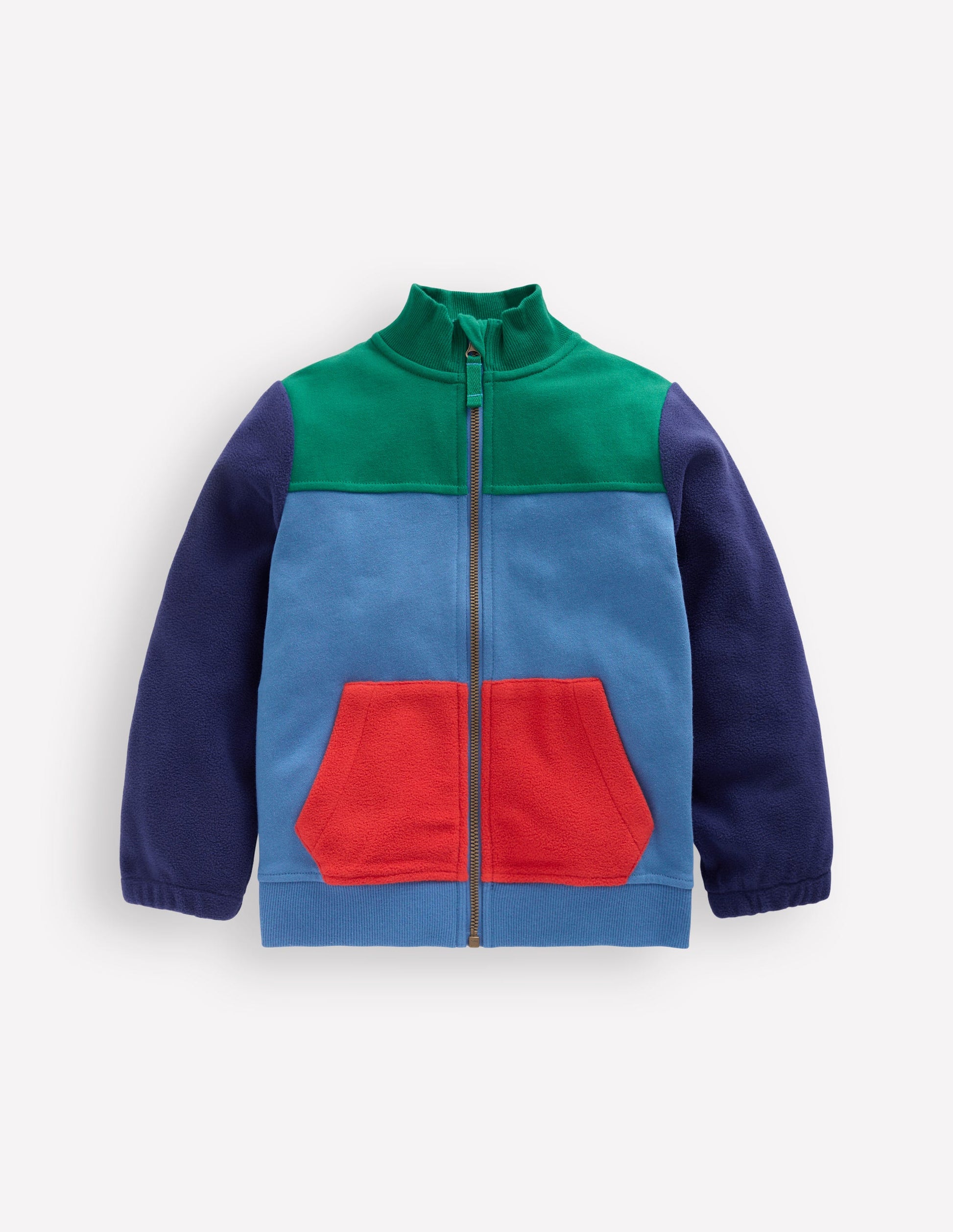 Polaire zippée cosy-Colourblock bleu rivière-1