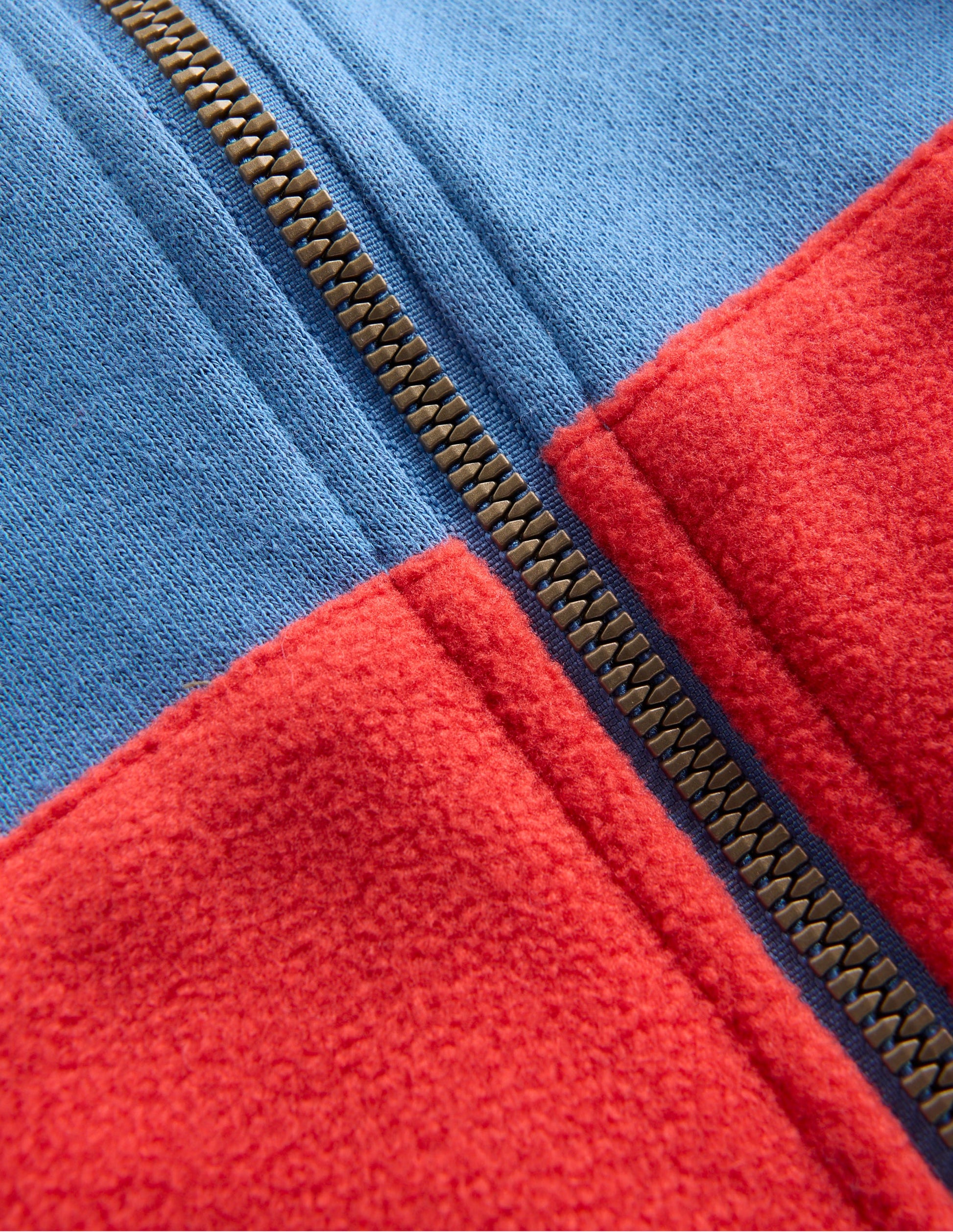 Polaire zippée cosy-Colourblock bleu rivière-3