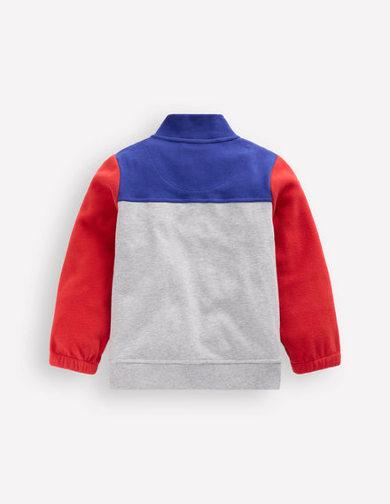 Polaire zippée cosy-Colourblock gris chiné