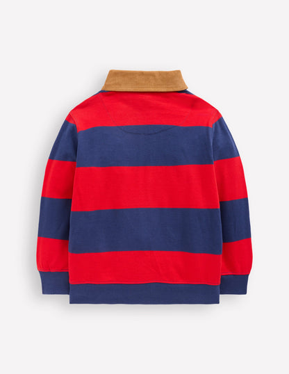 Sweatshirt mit Kragen-Mohnblumenrot/Steuerbordblau-2