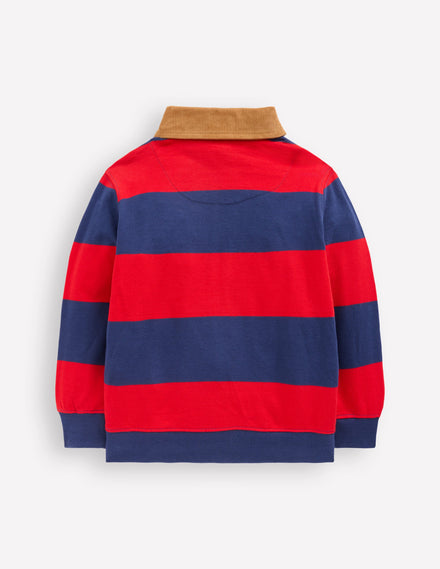 Sweatshirt mit Kragen-Mohnblumenrot/Steuerbordblau