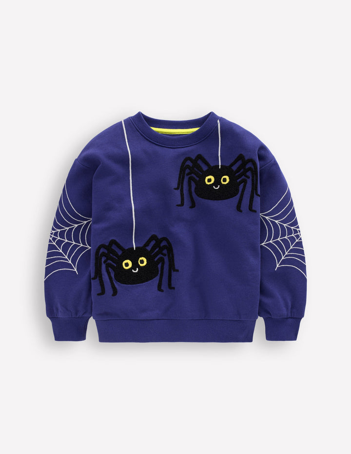 Lustiges Sweatshirt-Steuerbordblau Spinne