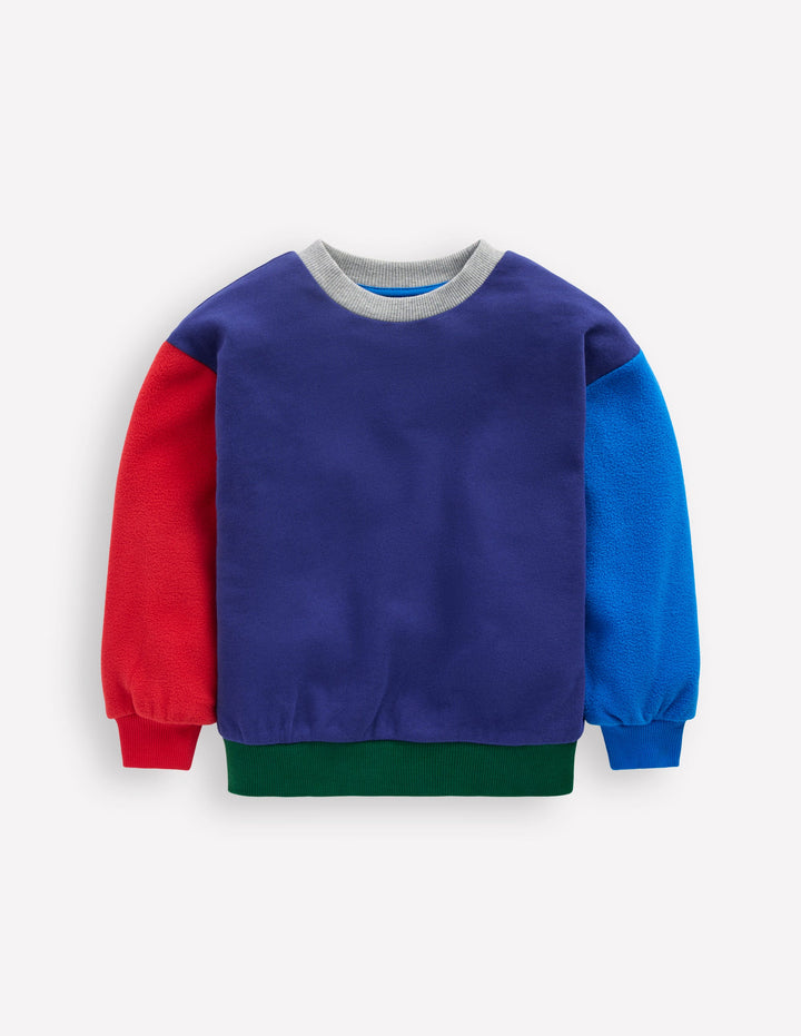 Sweatshirt in Blockfarben-Blau Blockfarben