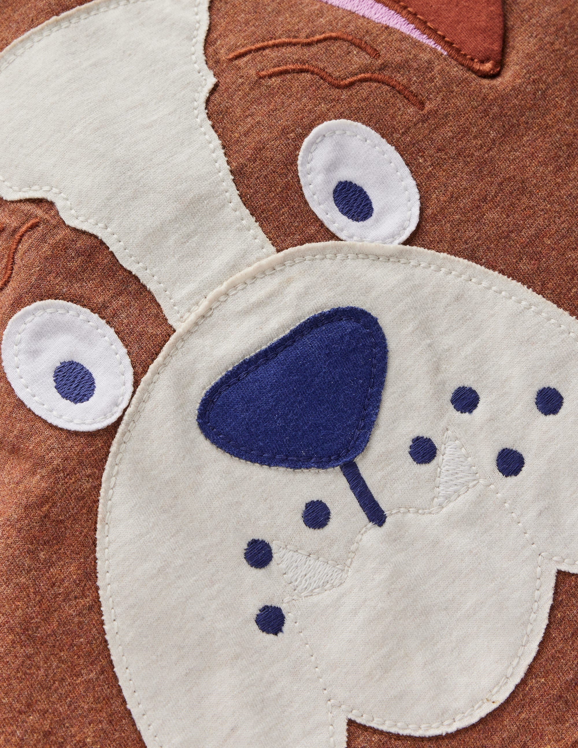 T-Shirt mit lustiger Applikation-Braun Meliert Bulldogge - Image 3