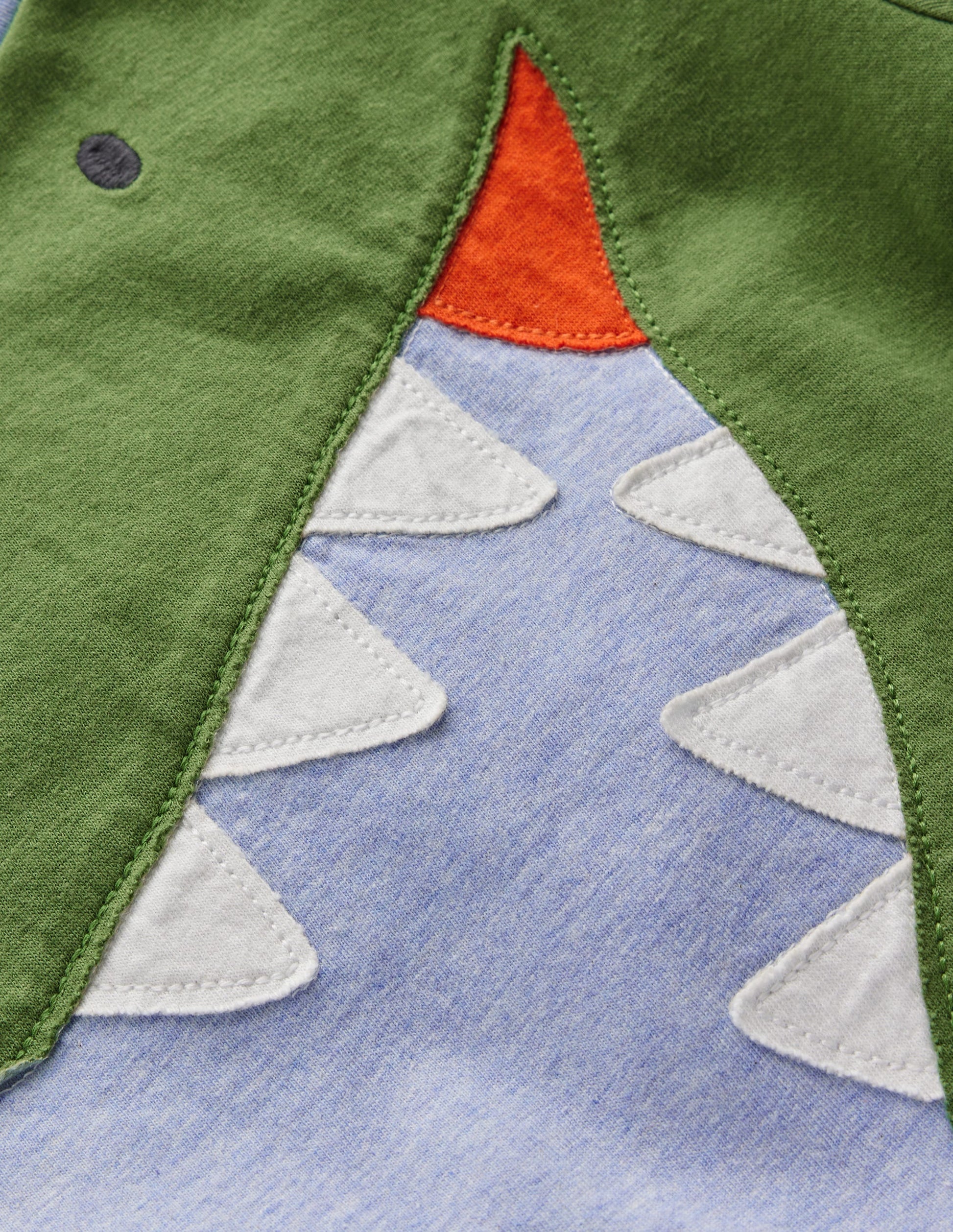 T-Shirt mit origineller Applikation-Blau Meliert Dino-3