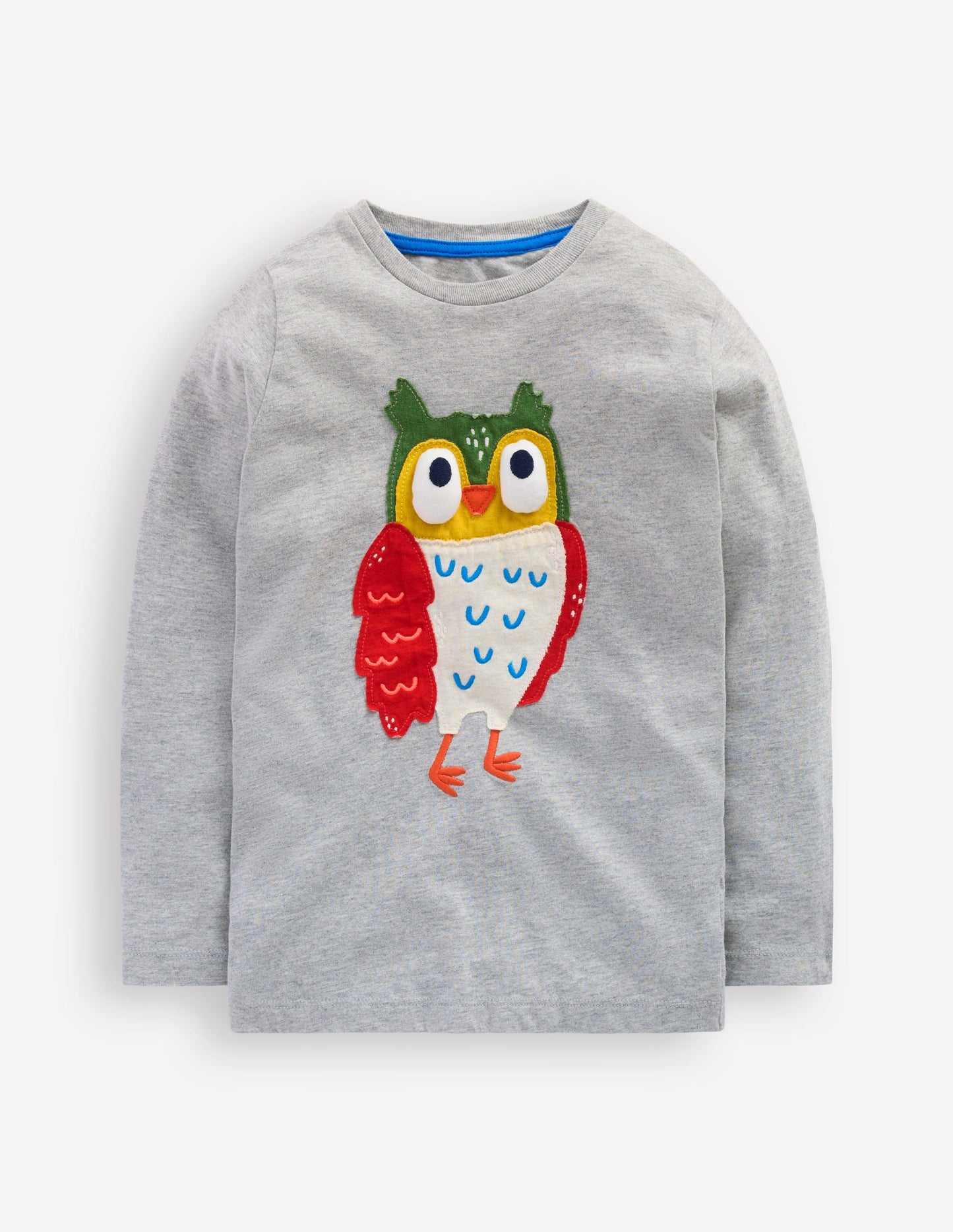 Originelles, langärmliges 3D-T-Shirt-Grau Eule