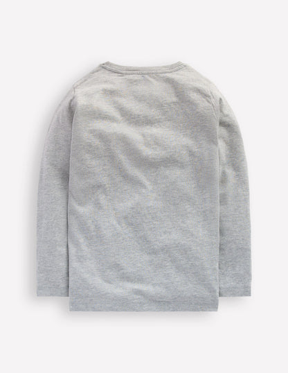 Originelles, langärmliges 3D-T-Shirt-Grau Eule-2