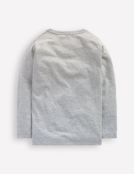 Originelles, langärmliges 3D-T-Shirt-Grau Eule